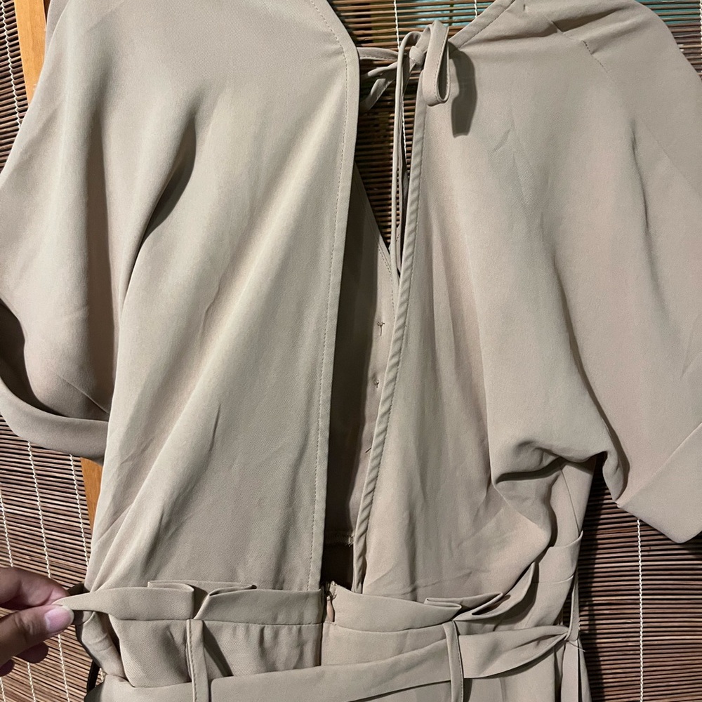 Chic Beige Button-Down Romper - image 3